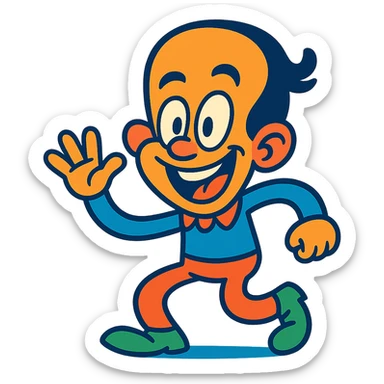 guy with a big forehead, fun and expressive style, vibrant toon illustration, playful and colorful sticker