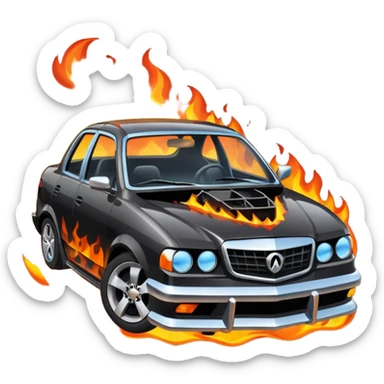crashed car sticker