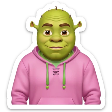 Shrek with pink sweatshirt  sticker