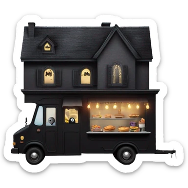 Reality morticia Addams haunted dream house on food truck  sticker