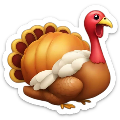 happy Thanksgiving turkey saying "Eat more veggies )" sticker
