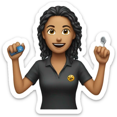 Woman throwing car keys sticker