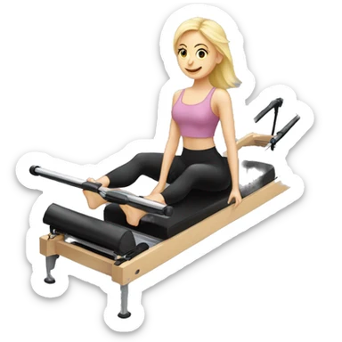 Blonde girl on pilates reformer  sticker