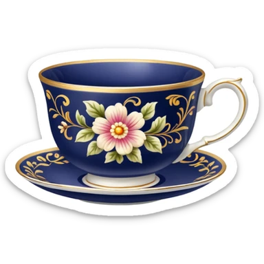 antique floral teacup sticker