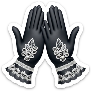 victorian age white gloves with lace sticker