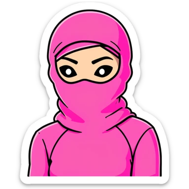 sassy female hustler in pink balaclava, entrepreneurial woman, confident pose sticker