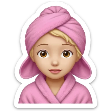 Uma menina com com uma toalha rosa no cabelo sticker