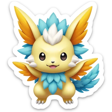 Elemental Flying-type-Electric-type colorful exotic cute chibi anime-style Pokémon-Fakémon-creature sticker