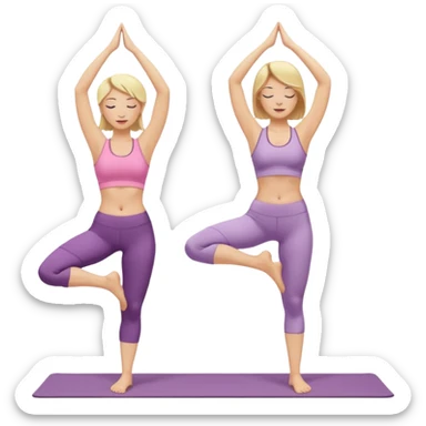 Two women doing yoga both blonde standing pose  sticker