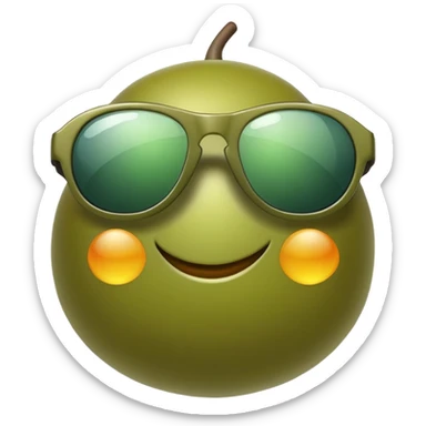 A green olive with sunglasses sticker