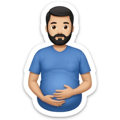 pregnant man with black beard and hair sticker