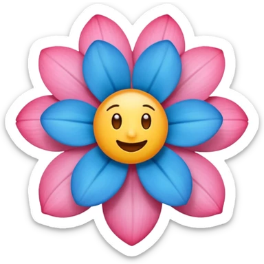 Um emoji da flor rosa vermelha tradicional só que com coloração azul sticker