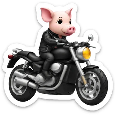Piglet with Black leather jacket and Black leather cap riding a motorcycle sticker