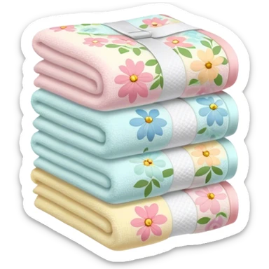 Stack of pastel floral folded towels sticker