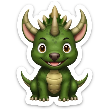 Black pibull dressed as a triceratops  sticker