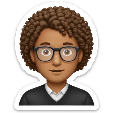 homme blanc brun avec cheveux frisés et lunette sticker