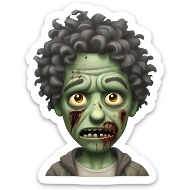 Curly girl  zombie  sticker