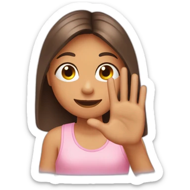 girl showing THREE out of five fingers up on her ONE hand sticker