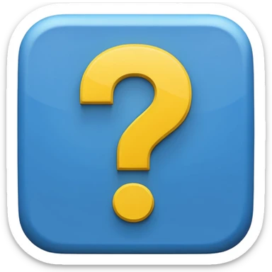 yellow question mark inside a blue square sticker