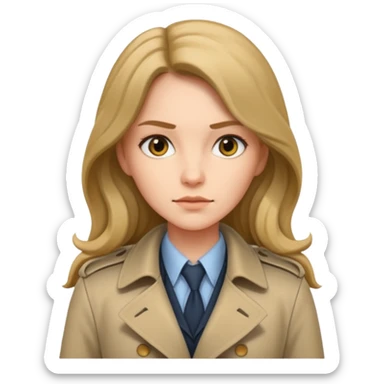 female detective with long hair and trench coat sticker