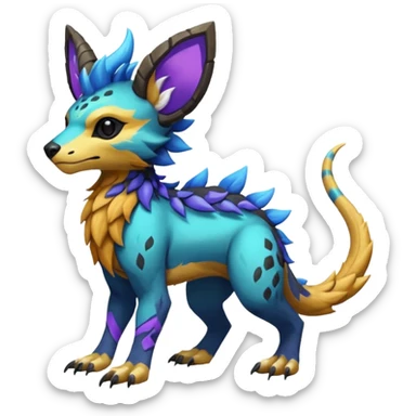 Rare realistic exotic cute epic pretty beautiful handsome gorgeous aesthetic colorful vibrant Vernid-Protogen-Primagen-Wickerbeast-species-Fakemon-creature by LiLaiRa, random markings, tufted ears, full body sticker