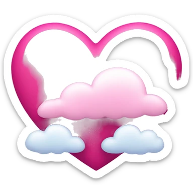 pink heart + cloud sticker