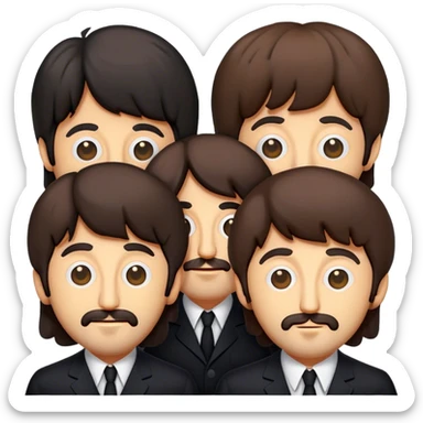 Cinematic Realistic The Beatles Pop Culture Emoji, showcasing an iconic, vibrant portrayal of the legendary band rendered with rich textures and nostalgic lighting that exude musical legacy. sticker