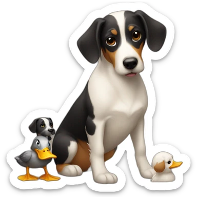 Duck and dog sticker