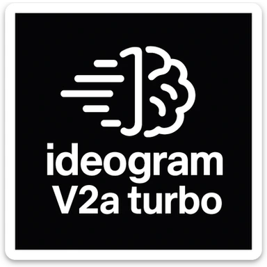 recreate this logo with text of "ideogram V2a turbo", MAKE IT FIT IN SQAURE  sticker