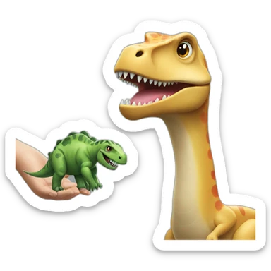 Emoji holding an sauropods dinosaur  sticker
