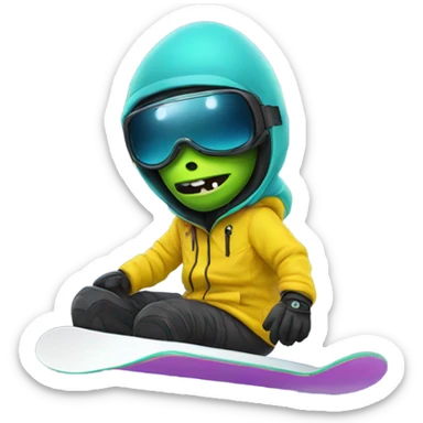 Alien snowboarding sticker