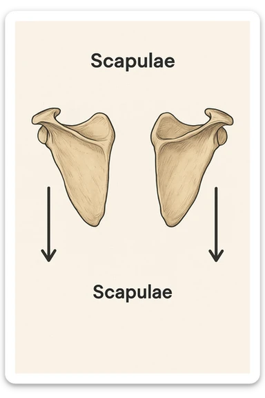 Scapole che vanno in giù depresse, viste anatomicamente. Fallo capire magari con frecce in basso sticker