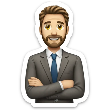 Man with brown hair and beard working as a salesman on the phone  sticker
