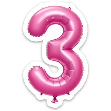 pink balloon number 3 sticker