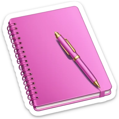 make a notebook with a pen with girly pink tones. sticker
