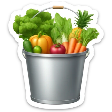 Fresh vegetables and fruits in the bucket  sticker
