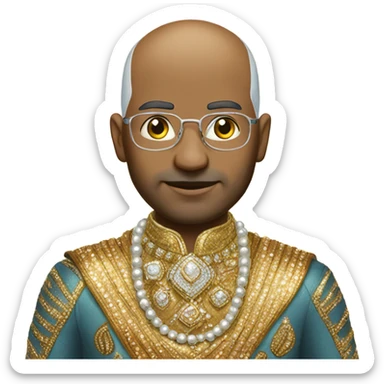 Bald Indian dude wearing sparkles sticker