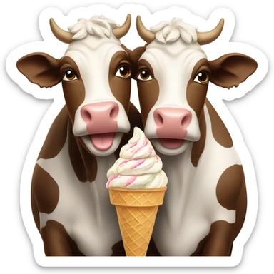 Two cows eating ice cream  sticker