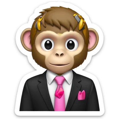  monkey with just piece black shirt,pink tie sticker