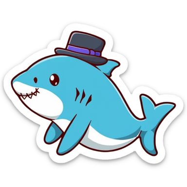 shark wearing a top hat sticker