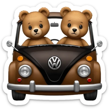 Two teddy bears in black Volkswagen  sticker