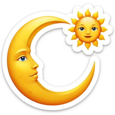 moon and sun in one sticker