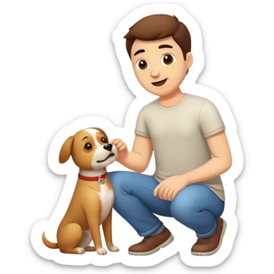 guy playing with dog sticker