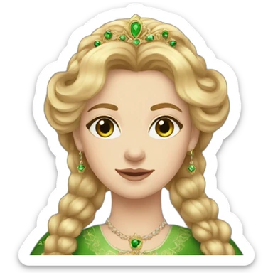 Russian folk Queen anastasia with ginger medium hair, green eyes sticker