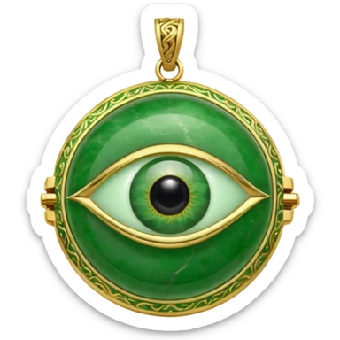 Eye shaped green locket  sticker