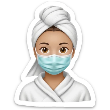 woman doing self care with face mask and towel sticker