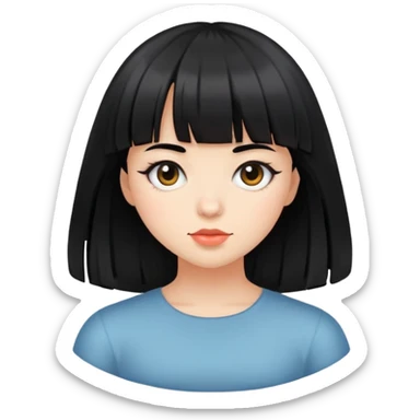 girl with black hair and bangs sticker