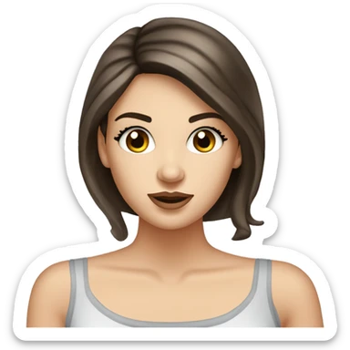 beautiful fancy brunette white girl looking at herself in vanity mirror  sticker