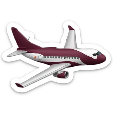avion color vinotinto y blanco sticker