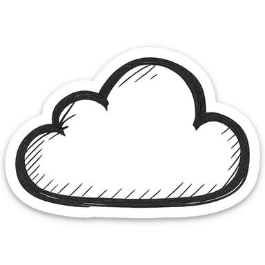 minimalist hand drawn black outline of a cloud on white clean background sticker